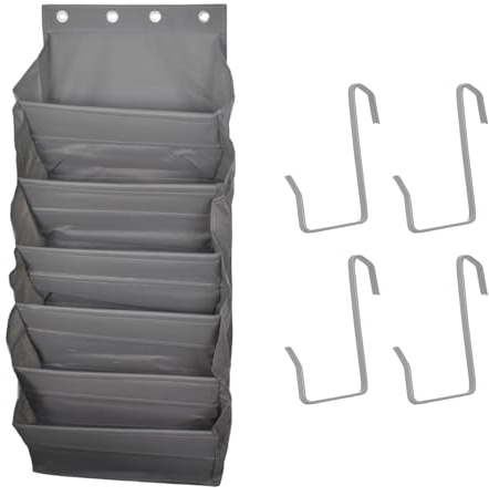 Schuh-Organizer für die Tür, 6 Regale Hängendes Schuhregal mit Tiefen Taschen für 12 Paar, Multifunktionaler Schuhaufbewahrung zum Aufhängen an Türen, Hänge Organizer für Schränke und Türen, Grau
