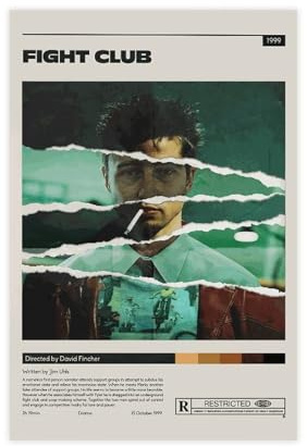 Fight Club Poster Tyler Durden Klassisches Filmposter Leinwand Poster Schlafzimmer Dekor Sport Landschaft Büro Zimmer Dekor Geschenk ungerahmt 30 x 45 cm