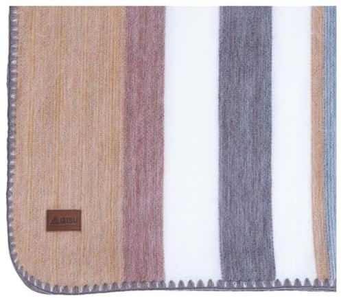 QISU Alpaca Wool Blanket Throw | Large, Beautiful, Warm, Variegated | 85 x 65 inches | Ultra-Soft, Hypoallergenic and Breathable | Non-Itchy or Scratchy Fabric (Pastel Grey Rocks & Creek)