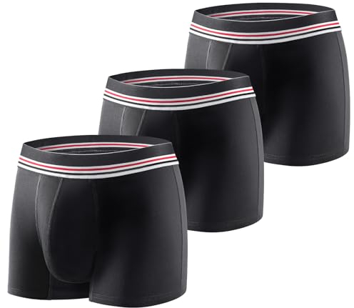 Carer 3 Paquetes Calzoncillos Boxer para Hombres con Incontinencia, Calzoncillos Lavables y Ligeros con Almohadilla Absorbente de 80 ML Diseñado para Incontinencia Leve Negro Talla M