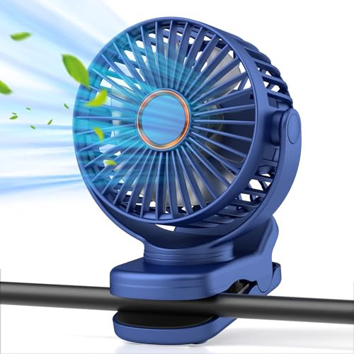 ASNUG Mini ventilatore portatile a clip, ricaricabile a 3 velocità, piccolo ventilatore da scrivania USB con forte flusso d'aria, ventilatore personale a batteria, rotazione a 360°, ventilatore da