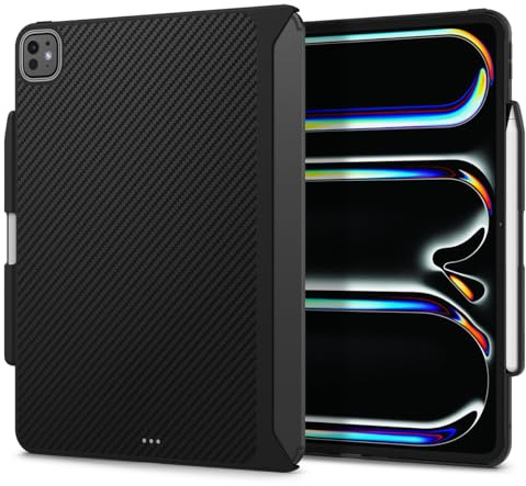 Spigen Enzo Aramid Hülle Kompatibel mit iPad Pro 11 Zoll M5 (2025) / M4 (2024) Chip mit Magnetring Robustes Case aus Aramidfaser - Schwarz