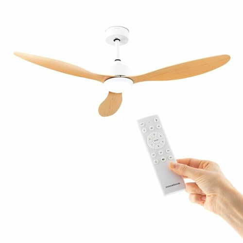 InnovaGoods Deckenventilator mit LED-Licht und 3 ABS-Flügeln Wuled Holz 36 W