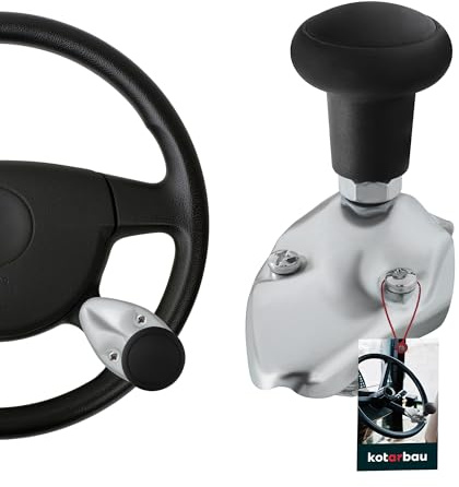 KOTARBAU® Lenkhilfe - 5 cm - Universal - Lenkradknauf für Traktor - ⌀ 4,7 cm - Lenkrad Knauf - Abnehmbar - Traktor Zubehör - Aluminium - Schwarz