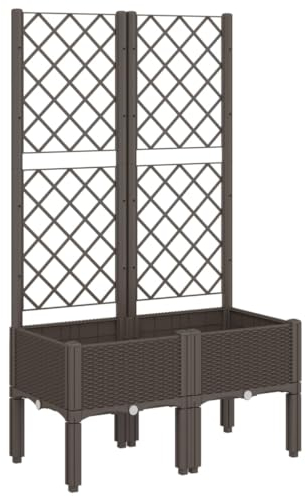 vidaXL Jardinera con Enrejado, Maceta para Plantas Flores Verduras, Macetero de Hierbas, Arriate para Jardín Patio Terraza Balcón, PP Marrón