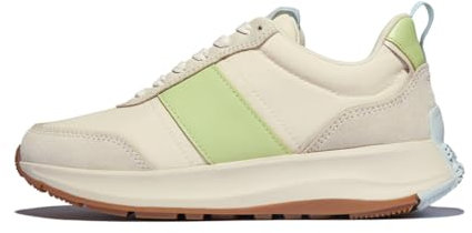Fitflop F-Mode Flow Fabric/Suede/Leather Flatform Sneakers, Zapatillas Mujer, Verde Lima, 43 EU