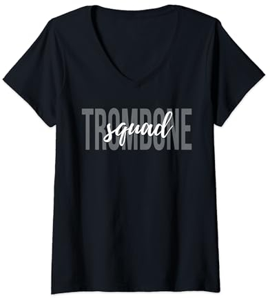 Damen Posaune Squad Posaunenspieler Jazz Musik Marching Band T-Shirt mit V-Ausschnitt