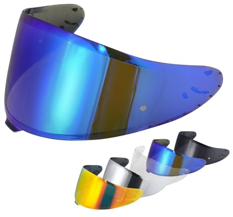 Visiere Casque Moto pour Z8 NXR2 RF1400 RF-1400 CWR-F2 CWR-F2R X15 X-Fifteen,Visière de Casque de Protection Contre Le Vent Moto,Remplacement de lentille de Casque(Bleu Chrome)