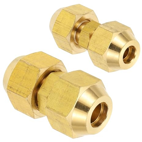 PATIKIL Pipe Extension Joint Connector Set, 2Pcs Free Welding AC Copper Pipe Coupling Adapter Fittings with Flare Nuts for Copper Pipe Diameter 1/4 and 3/8 Refrigeration HVAC