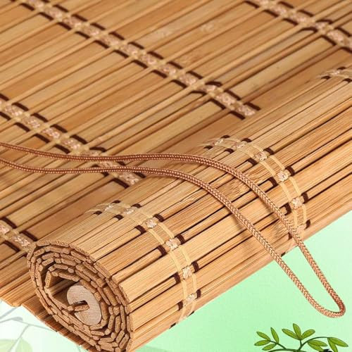 Retro Bambus Rollo Blickdicht Bambusrollo Jalousien für Fenster,Sonnenschutz und Sichtschutz Rollo Raffrollos Staubdichtes Bambusrollo,für Terrasse Garten,Leicht Zu Hängen