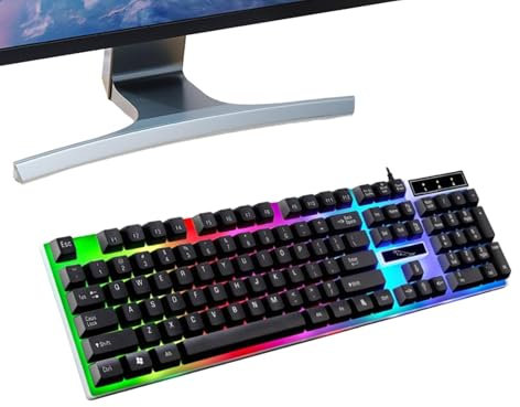 Teclado ergonómico para juegos, teclado mecánico negro, teclado estético con cable, Teclados mecánicos flotantes impermeables para el hogar, jugadores, computadoras de escritorio y portátiles
