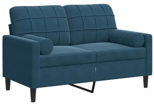 vidaXL 2-Sitzer-Sofa mit Zierkissen Blau 120 cm Samt