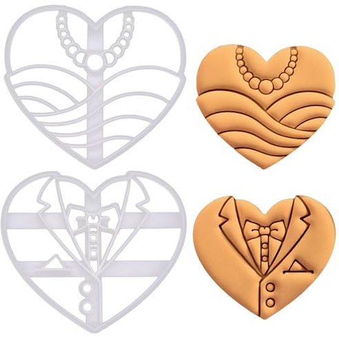 BAKERLOGY Sat von 2 Hochzeit Ausstechformen (Formen: Herzförmiger Bräutigam Ausstechform und Herzförmiger Bräutigam Ausstechform)