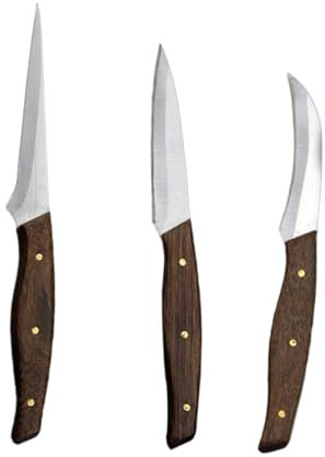 MAGICLULU Kit Coltelli Da Intagliare La Frutta in Acciaio Inossidabile, Strumenti Da Intaglio Coltelli Da Intaglio Manico in Legno, Set 3 Pezzi Per Decorazioni Di Frutta Facili e Resistenti