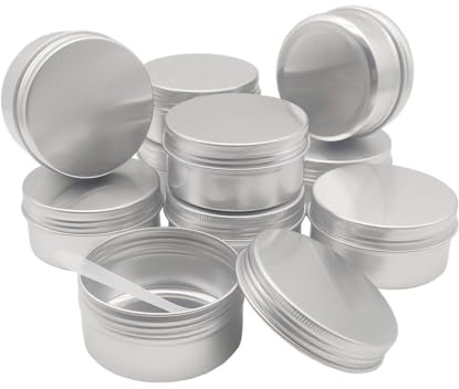 Wopanxye 10pcs 80ml Silver Round Lip Balm Tin Cans, 80g Aluminum Cosmetic | Sample Container with Screw Lid, 80g Metal Empty Storage Travel Jars for Salves, Lip Balms, Face Cream, Candle, Tea, Paint