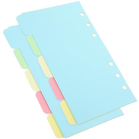 FUNOMOCYA A6 Papier Registerblätter 10 Blatt Farbige Trennblätter 6-loch Abnehmbare Indexkarten für Notizbücher Büroorganisation