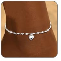 CharmBurst Fußkettchen Silber Damen Mit Herzanhänger, Zweilagige Fußkette Aus Edelstahl, Stilvoller Und Stabiler Fußschmuck, Silberfarbenes Schmuckstück Für Den Knöchel