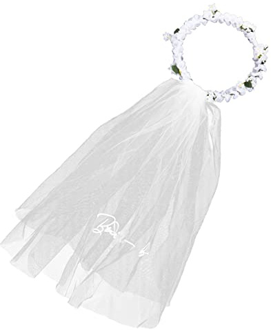 WRITWAA Blumenkranz Mit Schleier Für Braut Elegantes Haarschmuck Hochzeiten Junggesellenabschiede Und Fototermine Leichtes Bequemes Blumen-stirnband Mit Faszinierender Blüten Schleier-deko