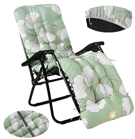 Cuscino per sdraio, cuscino per sdraio da giardino, Cuscino per Lettino Prendisole con Copertura Antiscivolo e Cinghie di Fissaggio, Chaise Longue Reclinabile da Giardino sdraio per Interni (04)
