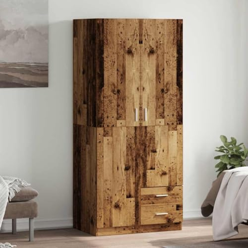 Emmtore Kleiderschrank Altholz-Optik 80x52x180 cm Holzwerkstoff, Schrank, Schlafzimmerschrank, Flurschrank, Kleidung Organizer,Schlafzimmer Schrank,Altholz