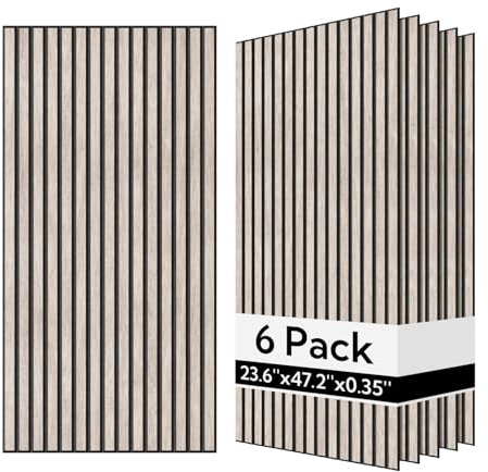 Olanglab Wood Veneer Acoustic Wall Panels 6 Pack, 23.6×47.2 Sound Absorbing Wall Panels for Interior Wall Decor, Light Walnut