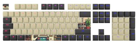 Dark Project - Arcade Retro Aesthetic PBT Multilingual Keycaps [ANSI & ISO Layout] - English (UK/US), Spanish, Portuguese, Italian, German, Austrian, Finnish, Norwegian, Swedish, and Danish