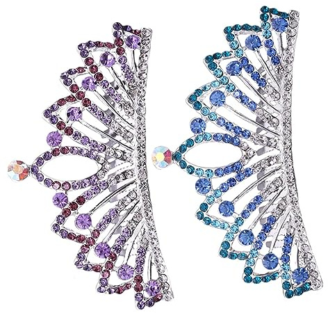 SHERCHPRY 2pezzi Corona per Capelli in Diamante Blu Argento e Argento Pettine Corona per Ragazzo Ragazza Copricapo Decorativo Fascia per Capelli per Bambine Accessori per Feste e Compleanni