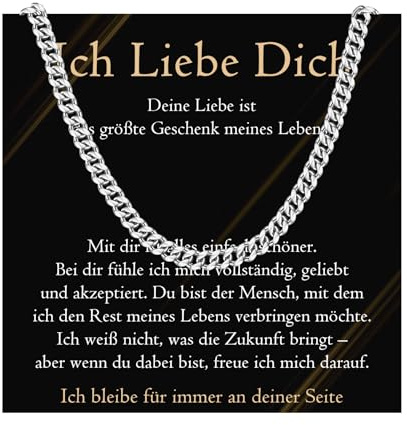 PDTU Geschenke für Männer, Edelstahlkette Liebes Geschenke für Mann Ehemann Freund Papa Bonus Papa Werdender Papa Bruder Sohn, Halskette Herren Geschenk zum Jahrestag Geburtstag