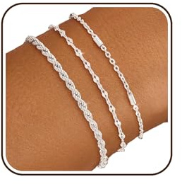 ZOERAY Bracelet Femme Or Argent Ensemble Chaîne Bracelets Plaqué Or Femme 18 Carats Serpent Twist Empilable Lot Bracelet Jonc Doré Argent Reglable Bangles Bijoux Fantaisie Cadeau pour Femme Fille