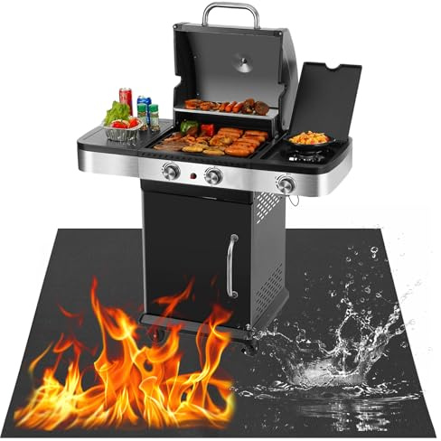 CeyKvo Grillmatte Bodenschutz 150 x 100 cm, Große Faltbare Grillunterlage aus Silikon Fiberglas, Feuerfeste Matte für Grill, Kamin, Feuerstelle im Garten, Outdoor Terrasse, Einfache Reinigung