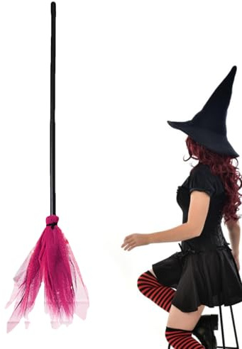 Nybhyjka Escoba de brujas | Escoba de disfraz, decoración de juegos de simulación para actuaciones en escenario, cosplay, porche, fiestas, casa embrujada, puerta delantera, patio