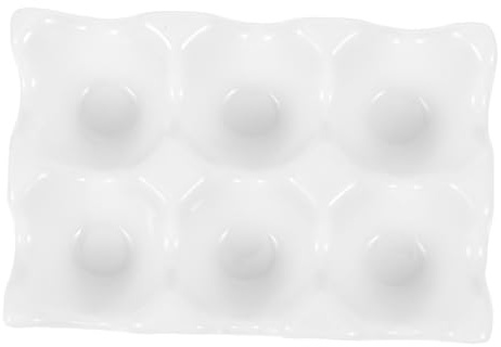 TOYANDONA Portauova Ceramica Bianco Opaco Scomparti Organizer Leggero per Conservazione e Servizio in Cucina e Frigorifero Design Elegante e Antiscivolo per Uso Domestico