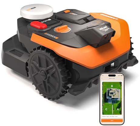 Worx Landroid Vision Cloud WR305E 2WD Mähroboter ohne Begrenzungskabel für 500 m² (AI Hinderniserkennung, VSLAM+ RTK Cloud Navigation, Auto-Mapping, App-Steuerung)