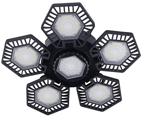 Respicefinem Luz de garaje LED 120 W con 5 paneles plegables para instalación en techo de taller y almacén Solución de iluminación blanca brillante