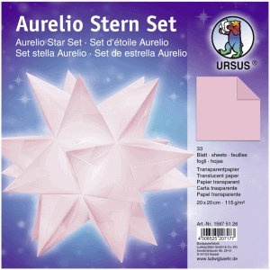 Ludwig Bähr Faltblätter Aurelio Stern Transparentpapier 115g/qm 20x20cm 33 Blatt rosa