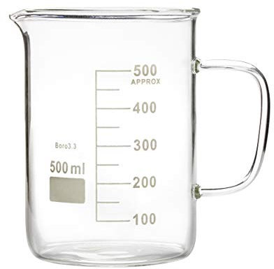 Microyn Glasbecher mit Henkel, Becher mit Ausgießer, 500 ml