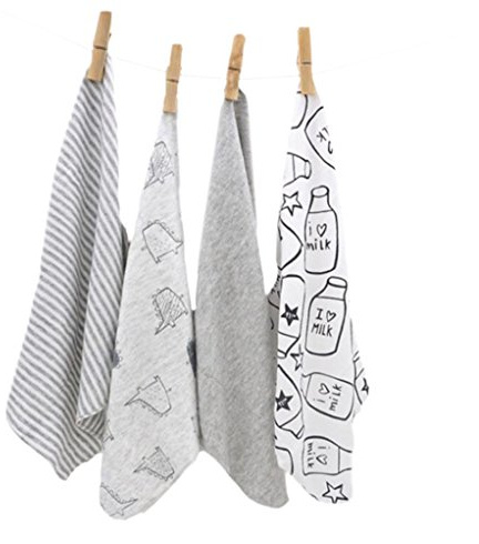 CuteOn 4 PCS Riutilizzabile Neonato Bambino Panno per il viso Alimentazione pulire Stoffa Mini Bambino Asciugamani per Sensibile Pelle 11.02 x 11.02 Grigio