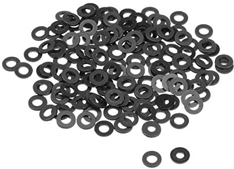 sourcing map 200Stk, Nylon Flache Unterlegscheiben M4 für 4 mm ID Schraubenbolzen 8 mm AD 1 mm Dick Distanzhülsen Dichtungsringe Beilagscheiben für Wasserhahn Rohr Wasserschlauch Schwarz