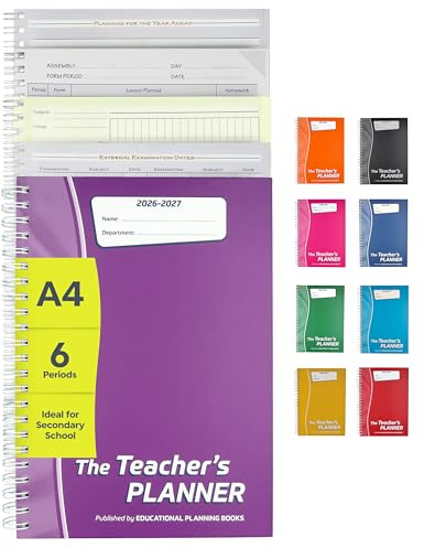 Educational Planning Books - The Teachers Planner 2026-2027 for Secondary School – A4 – Six Period Day – Page-a-Day & Undated, with Dedicated Pages for Year Planning, Exams, Marking and more (TP3-P)