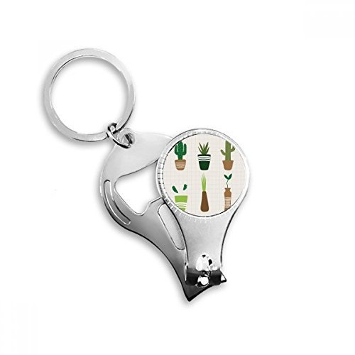 Cactus Pianta in vaso Grasse Unghie Nipper Anello Portachiavi Apribottiglie Clipper