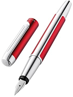 Pelikan 817189 Füller Pura, Bordeaux, F-Feder, 1 Stück inklusive Großraumpatrone Edelstein Ink® Sapphire