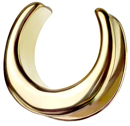 Halbrunder Flesh Tunnel Ohr Piercing Ear Plug Ohrpiercing Edelstahl Sattel Spreader Stahl Tribal Halbrund Creole Stretcher Ohrring Gold 16mm