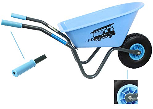 Kinderschubkarre Uni 3,6 kg 40 kg Traglast Stahl Kunststoff grün Vollgummirad Schiebkarre Gartenkarre (Feuerwehr | blau)