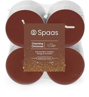 Spaas Maxi Scented Tealights flatpack x8 10h, Charming Christmas, Bordeaux