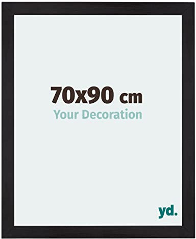 yd. Your Decoration - Bilderrahmen 70x90 cm - Schwarz Gemasert - Billderrahmen aus MDF mit Acrylglas - Antireflex - 70x90 Rahmen - Mura