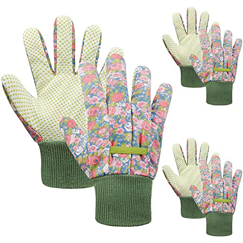 JIERTOP 3 Paar Kinder Gartenhandschuhe Schutzhandschuhe Handschuhe für Kinder im Alter von 3–6 Jahren 6–9 Jahren 10–15 Jahren Arbeitshandschuhe für Garten und Hausarbeit Mehrfarbig