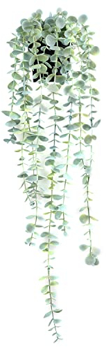 BACAMA Eukalyptus Hängepflanzen, Hängende Pflanzen, künstliche Dekoration, künstliche Topfreben, lebensechte Grün für Neue Heimdekoration, 1 Stück, hellgrün