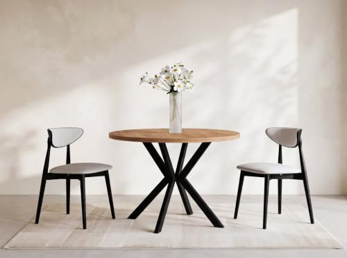 WFL GROUP Runder Ausziehbarer Esstisch - Loft Style Tisch mit Metallbeinen - 100 bis 180 cm - Industrieller Tisch für Wohnzimmer - Spacesaver - Craft Eiche - 100 cm