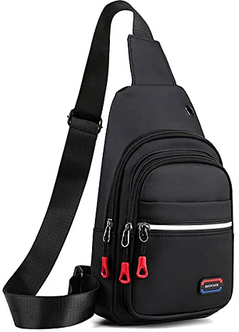 A-QMZL Sling Bags Herren Brusttasche, kleine Umhängetasche, wasserdicht, leicht, Sling-Rucksack mit reflektierenden Streifen, Crossbody-Rucksack für Freizeit, Outdoor, Wandern und Reisen