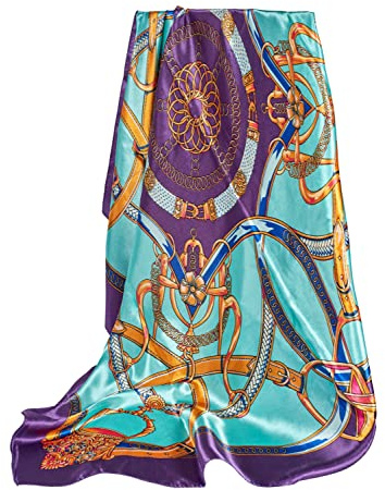 GLORIS Silk Scarf Women's Elegant 90 x 90 cm Silk Scarf Hair Silk Scarf Women's Silk Elegant Satin Scarf Neckerchief Silk Women's Bandana Head Scarf Women's Handkerchief Root Scarf Bandana, Purple